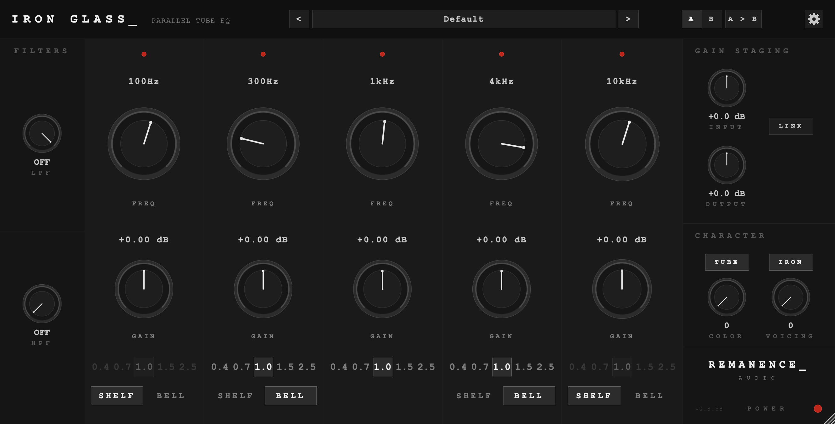 IRON GLASS_ parallel tube EQ plugin interface